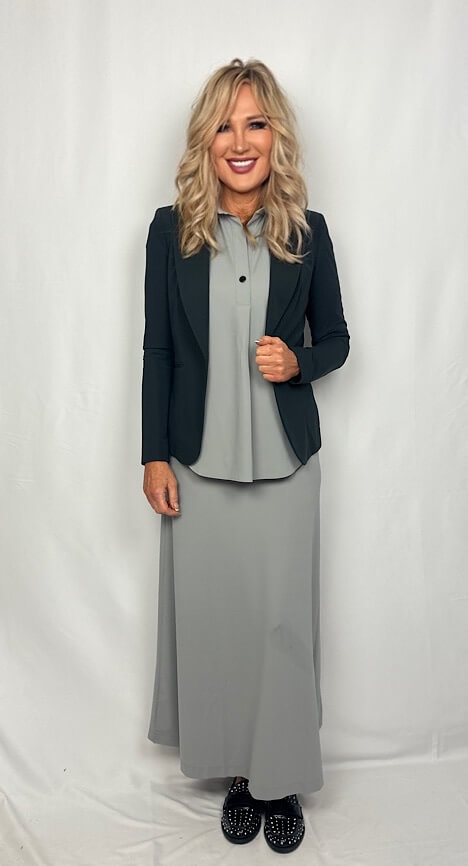 PENN & INK Kurzarm Bluse LYNN monument