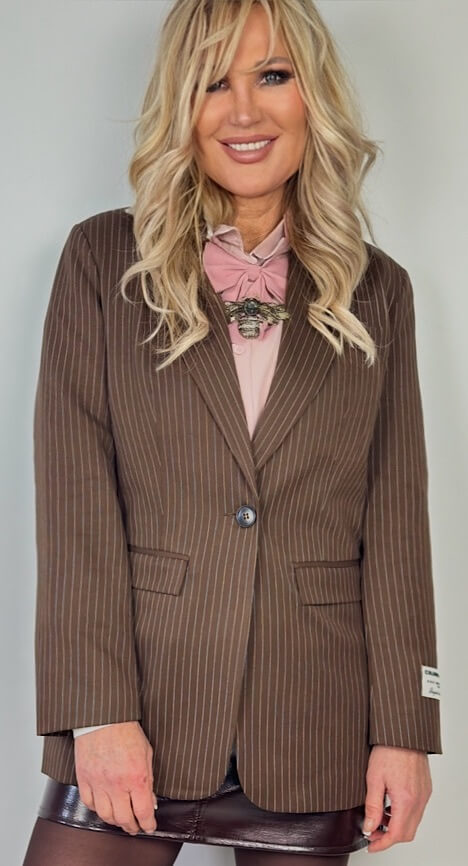 COLOURFUL REBEL Blazer JESRA pinstripe brown – Bild 2