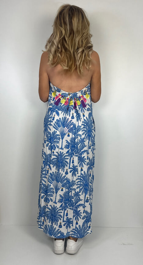 PLACE DU SOLEIL long dress blue palm – Bild 2