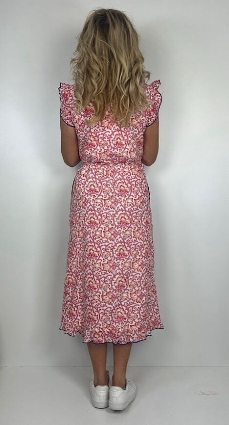 PLACE DU SOLEIL dress orange rosa wrap – Bild 4