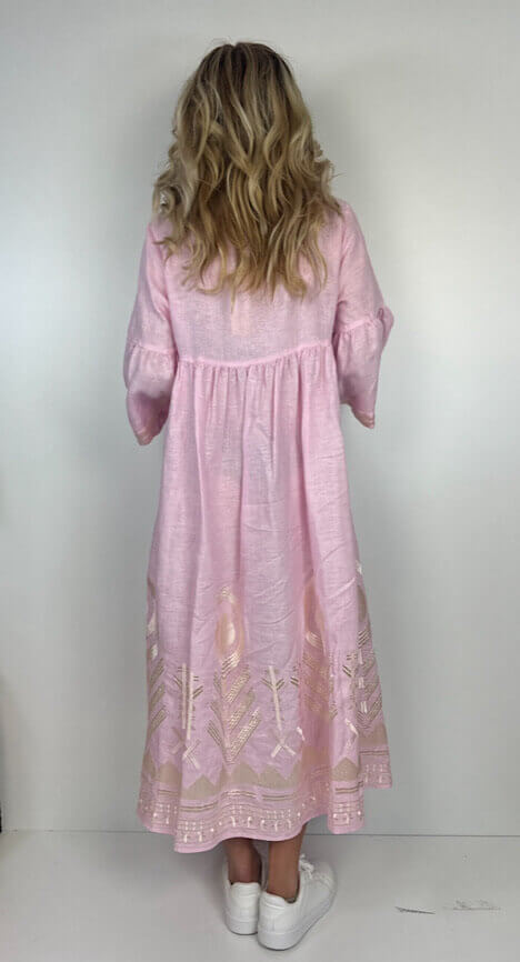 GREEK ARCHAIC KORI dress feather linen pink – Bild 4